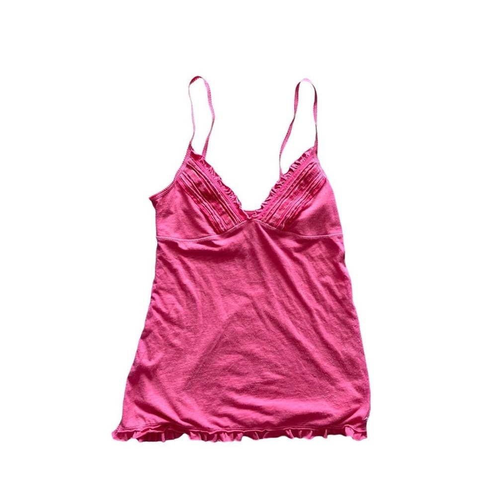 Y2K Hollister Babydoll V Neck Tank Ruffle Pink Large